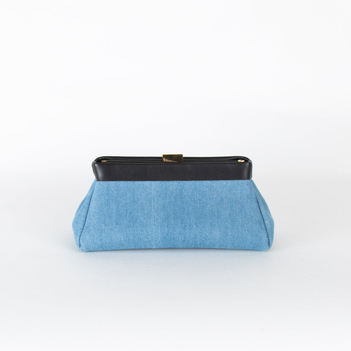 Demellier Pale Blue Denim Cannes Slim Clutch Bag