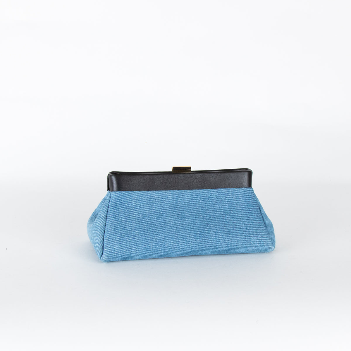 Demellier Pale Blue Denim Cannes Slim Clutch Bag