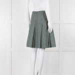 Marni Green Cream Geometric Print Box Pleat Skirt