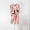 Chloe Misty Pink Floral Chiffon Midi Dress with Belted Waist