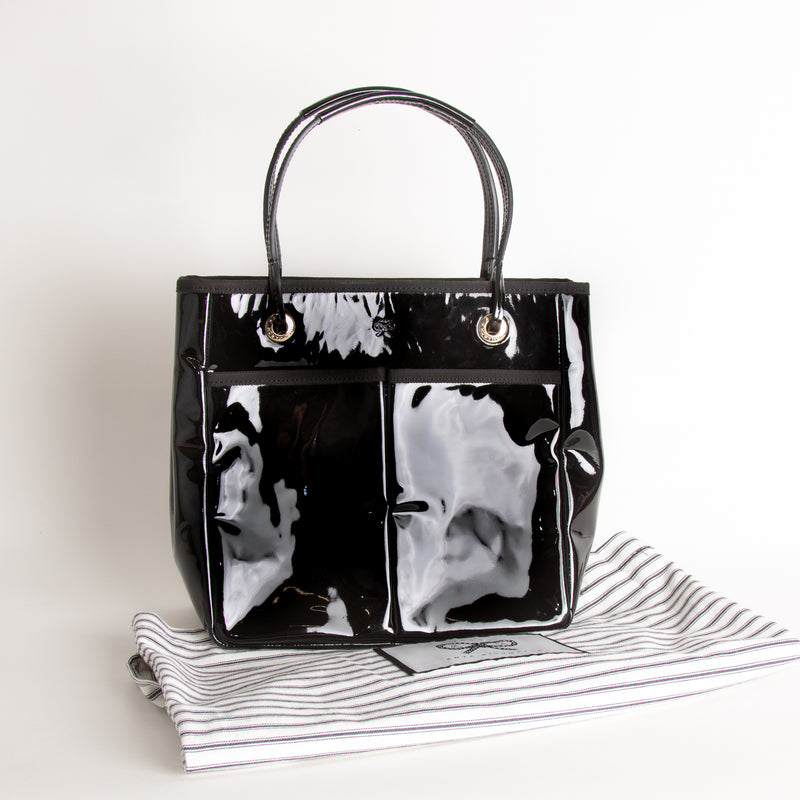 Anya Hindmarch Black Patent Leather Tote Bag