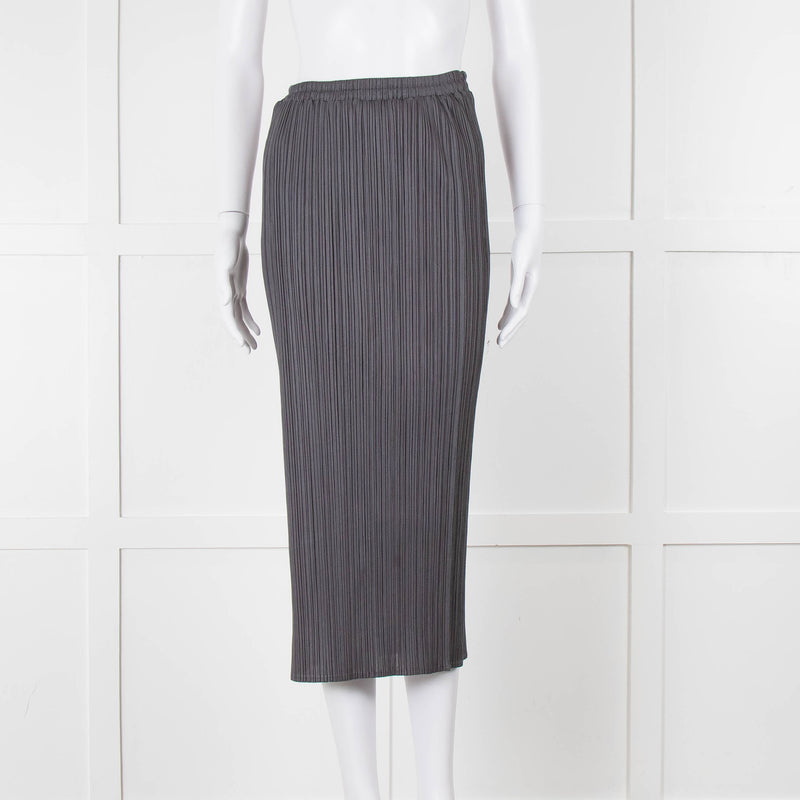Issey Miyake Pleats Please Grey Pleated Long Skirt