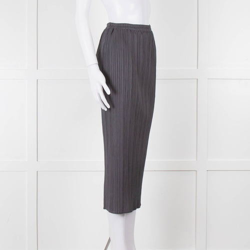 Issey Miyake Pleats Please Grey Pleated Long Skirt