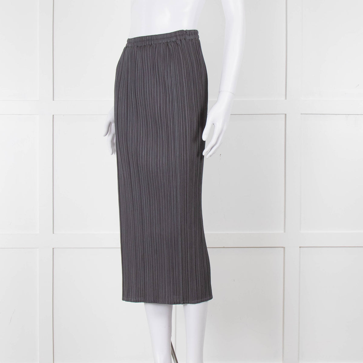 Issey Miyake Pleats Please Grey Pleated Long Skirt