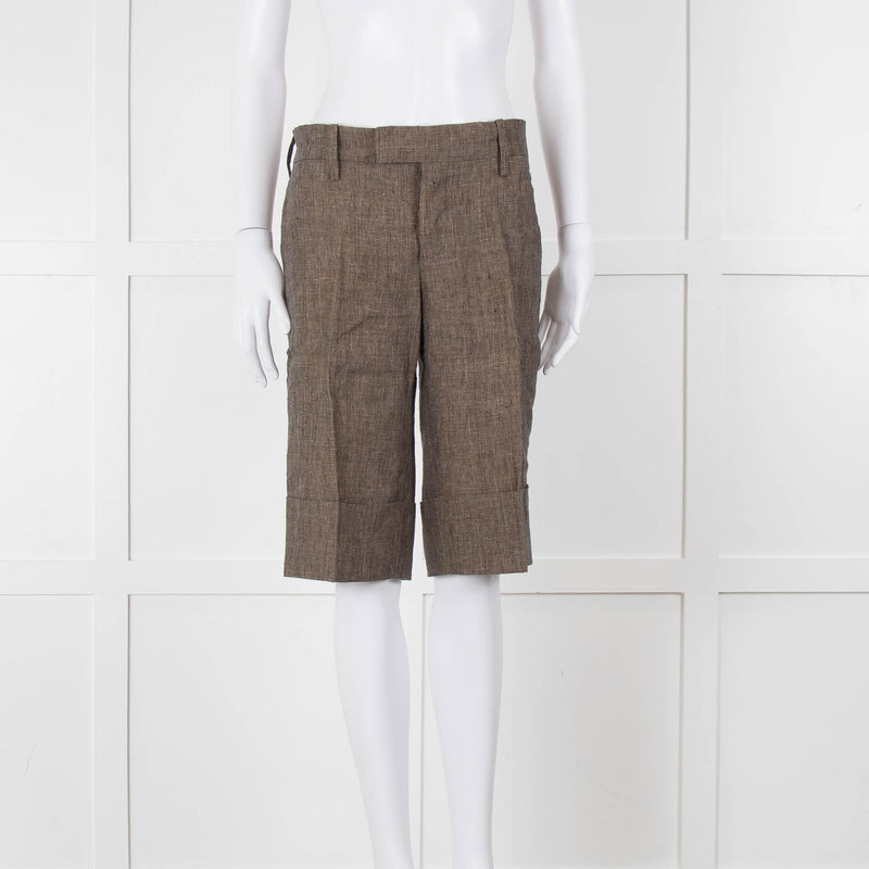 Marni Grey Beige Checked Linen Shorts