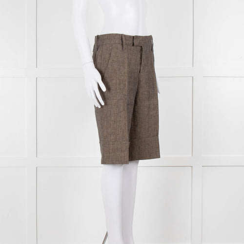 Marni Grey Beige Checked Linen Shorts