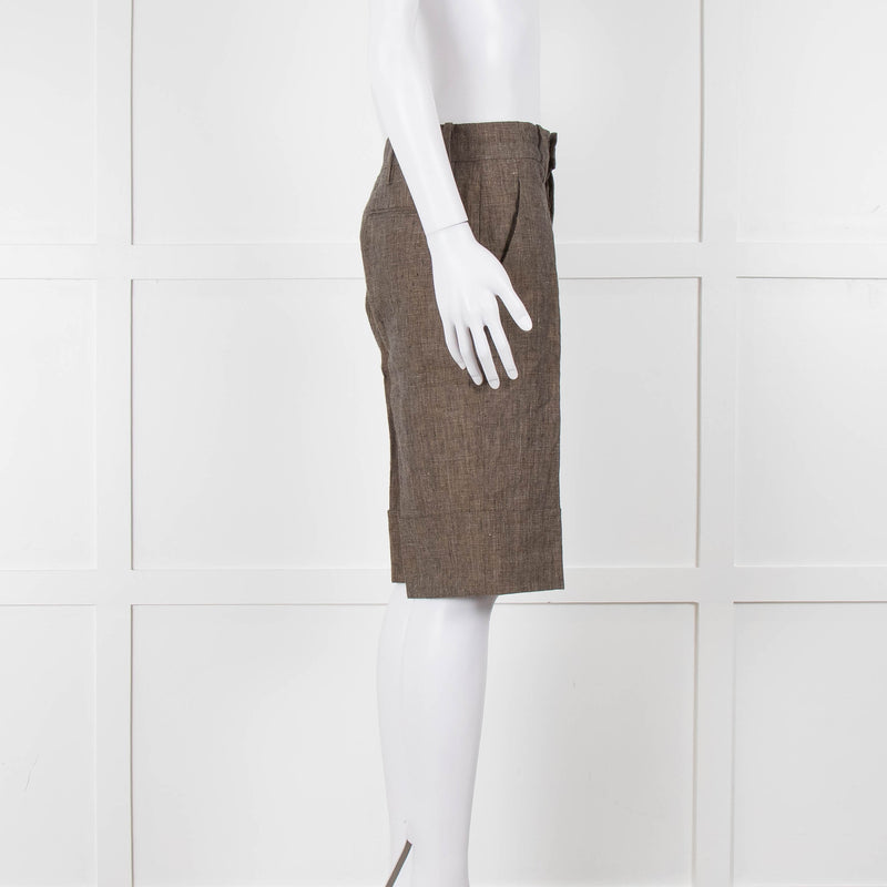 Marni Grey Beige Checked Linen Shorts