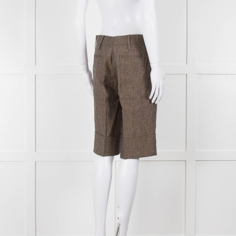 Marni Grey Beige Checked Linen Shorts