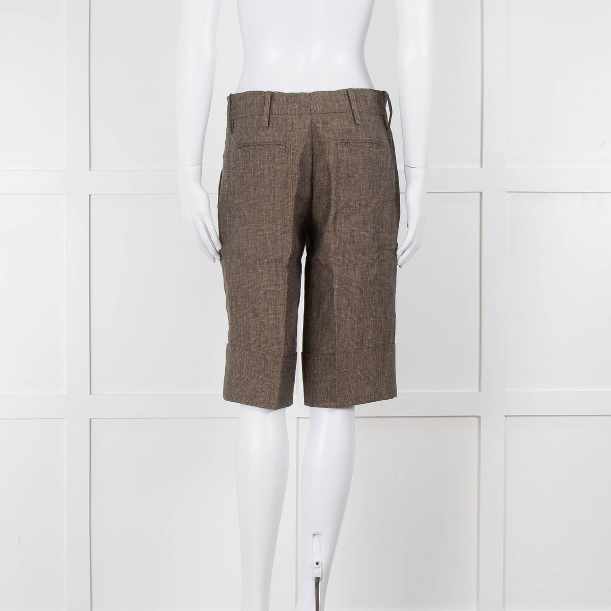 Marni Grey Beige Checked Linen Shorts