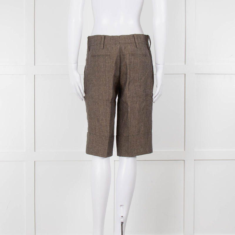 Marni Grey Beige Checked Linen Shorts