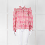 Isabel Marant Etoile Pink Check Frill Collar Blouse
