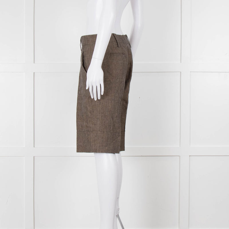 Marni Grey Beige Checked Linen Shorts