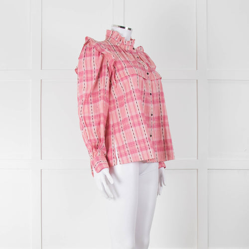 Isabel Marant Etoile Pink Check Frill Collar Blouse