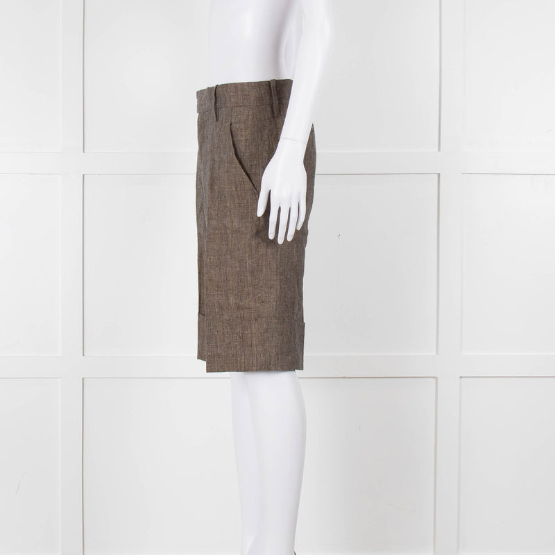 Marni Grey Beige Checked Linen Shorts