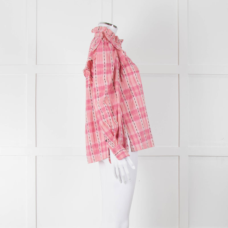Isabel Marant Etoile Pink Check Frill Collar Blouse