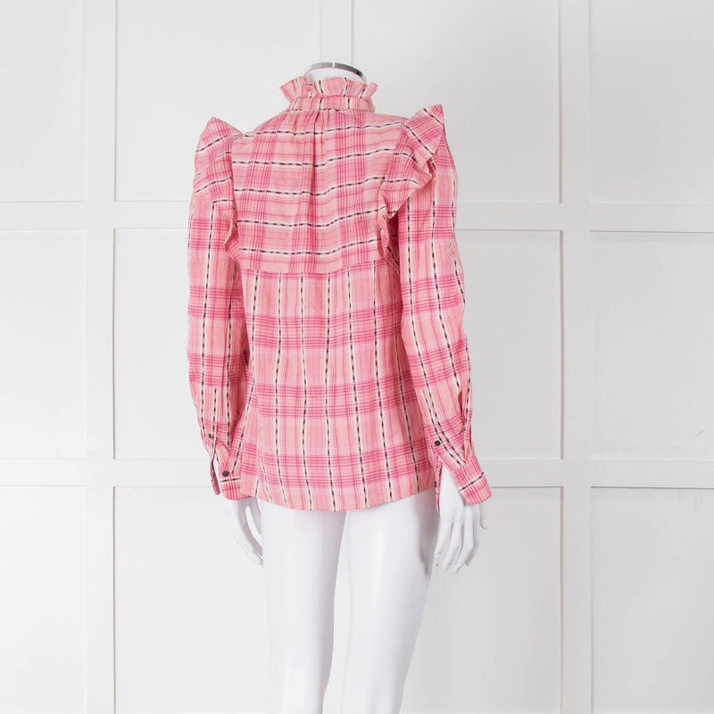 Isabel Marant Etoile Pink Check Frill Collar Blouse