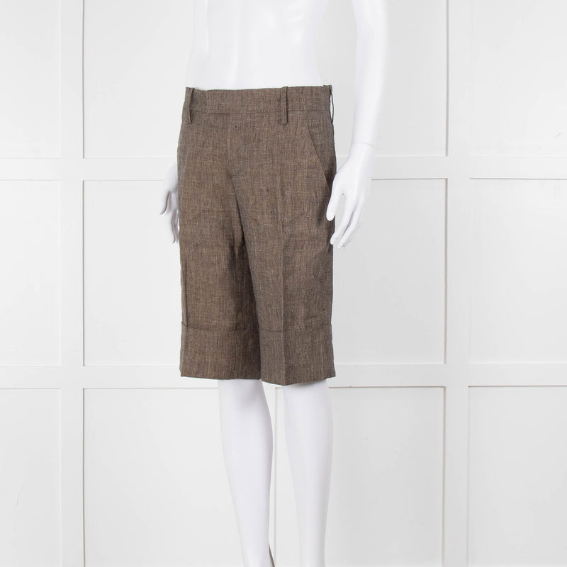 Marni Grey Beige Checked Linen Shorts