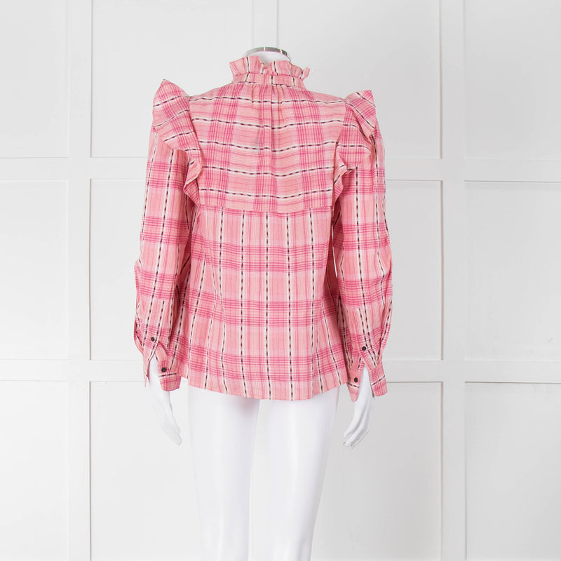 Isabel Marant Etoile Pink Check Frill Collar Blouse
