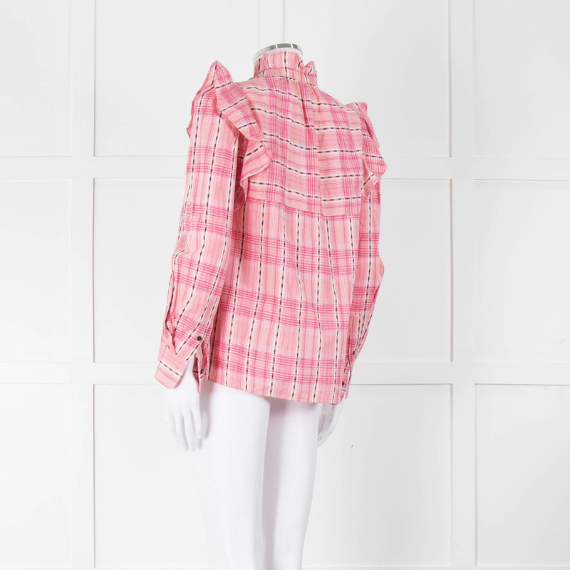 Isabel Marant Etoile Pink Check Frill Collar Blouse