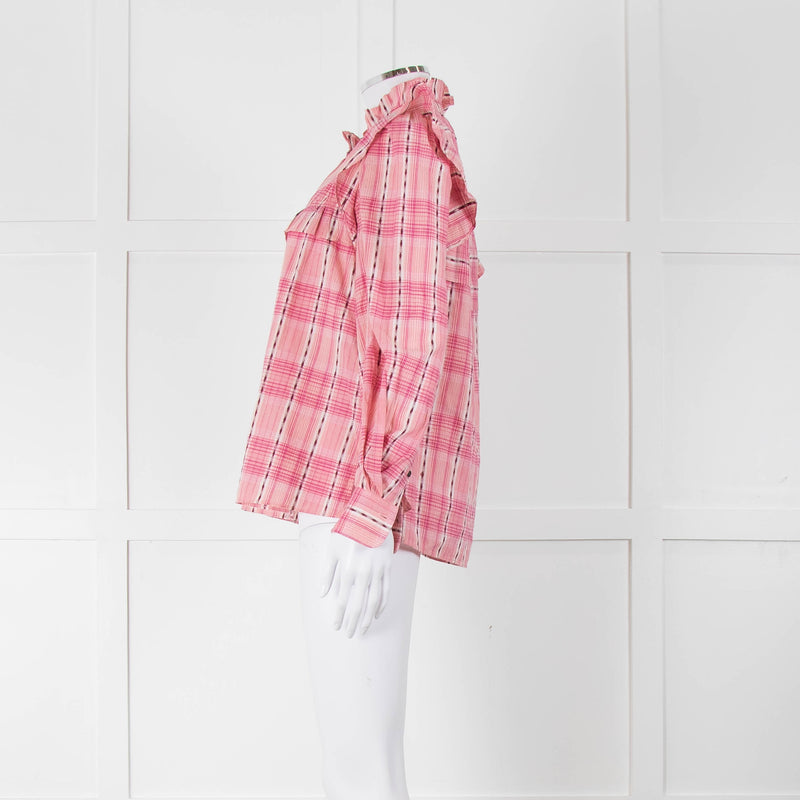 Isabel Marant Etoile Pink Check Frill Collar Blouse