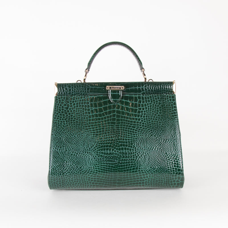 Aspinal of London Green Croc Large Florence Bag