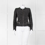 Iro Black Boucle Jacket with Leather Trim