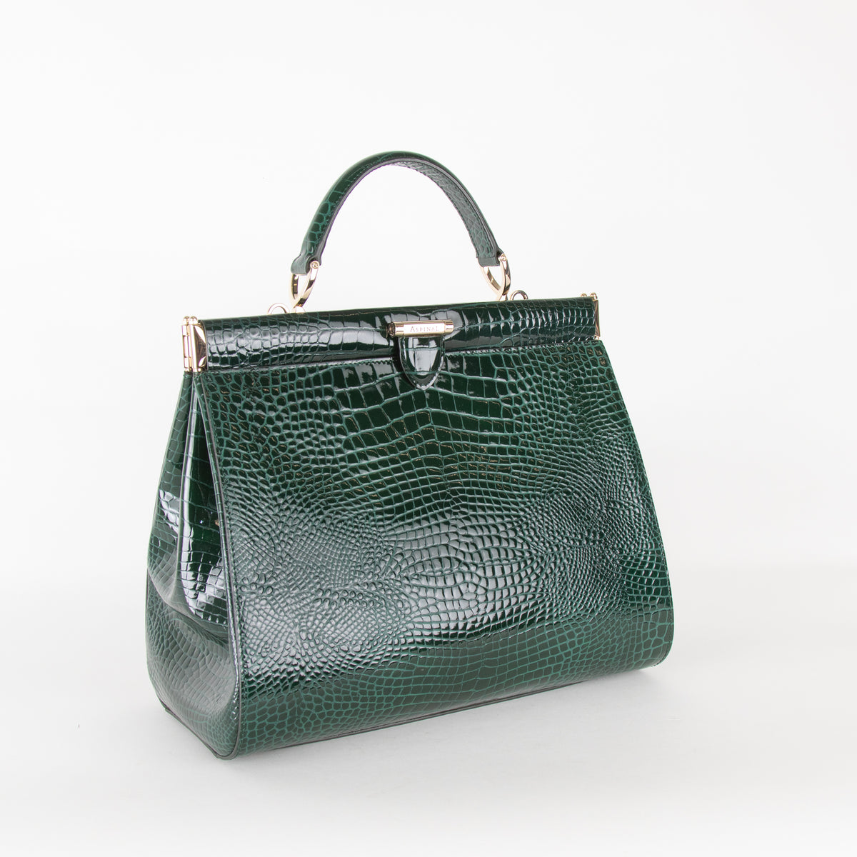 Aspinal of London Green Croc Large Florence Bag