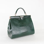 Aspinal of London Green Croc Large Florence Bag