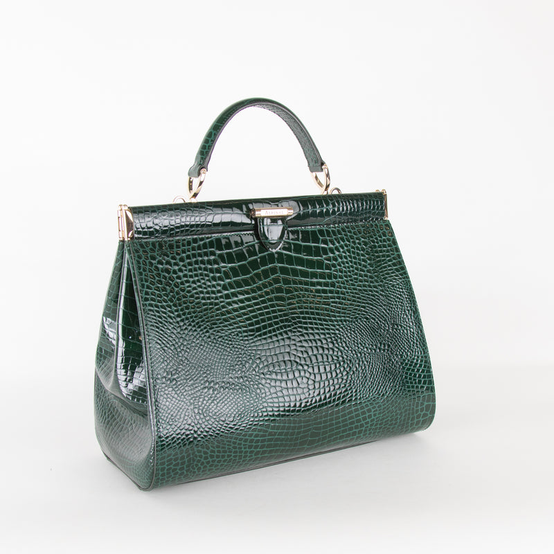 Aspinal of London Green Croc Large Florence Bag