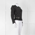 Iro Black Boucle Jacket with Leather Trim