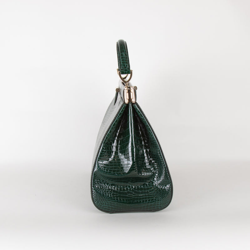 Aspinal of London Green Croc Large Florence Bag
