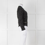 Iro Black Boucle Jacket with Leather Trim