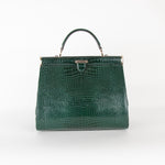 Aspinal of London Green Croc Large Florence Bag