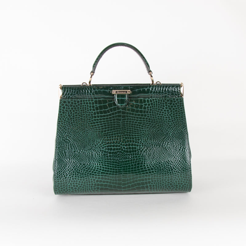 Aspinal of London Green Croc Large Florence Bag
