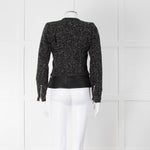 Iro Black Boucle Jacket with Leather Trim