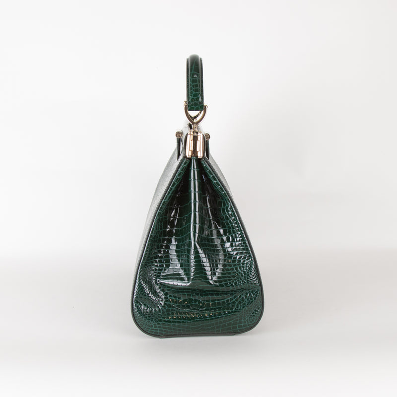 Aspinal of London Green Croc Large Florence Bag