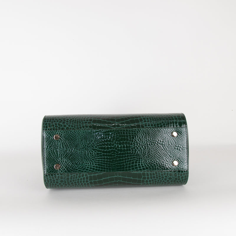 Aspinal of London Green Croc Large Florence Bag