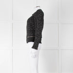 Iro Black Boucle Jacket with Leather Trim
