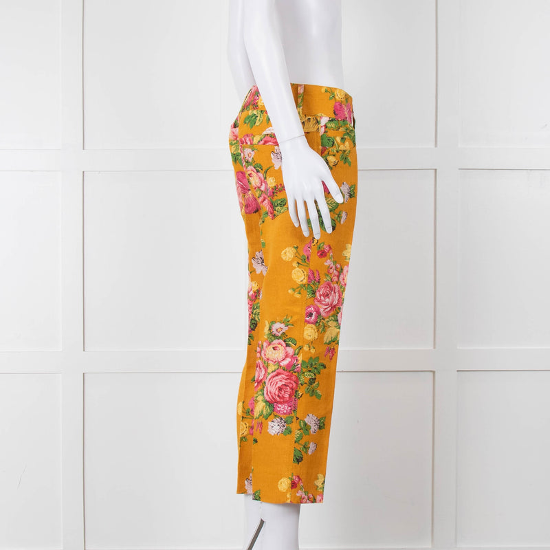 Dolce & Gabbana Yellow Floral Cigarette Trousers