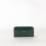 Aspinal of London Green Croc Zip Wallet
