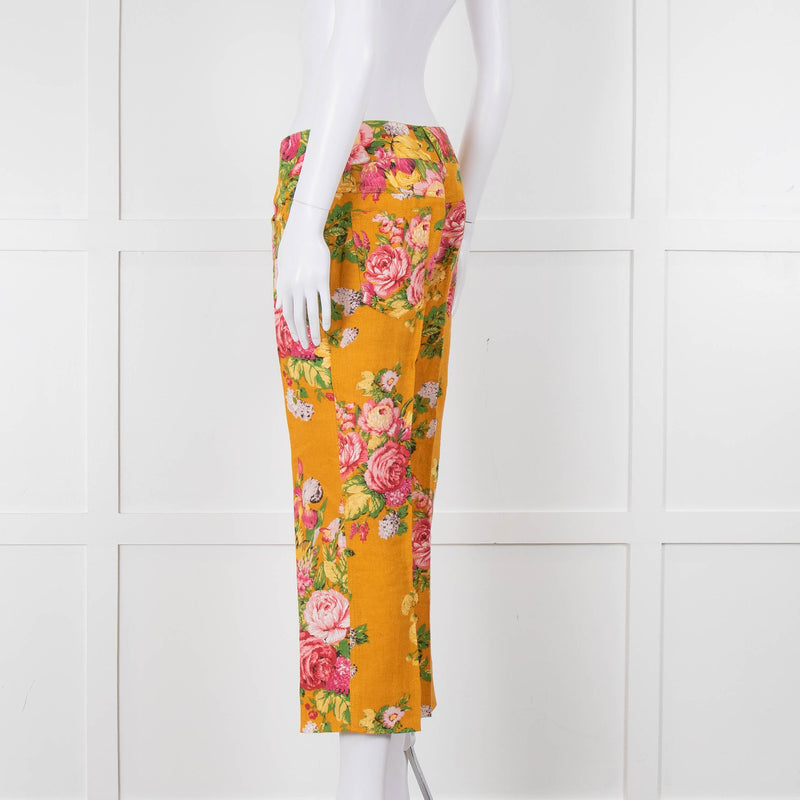 Dolce & Gabbana Yellow Floral Cigarette Trousers