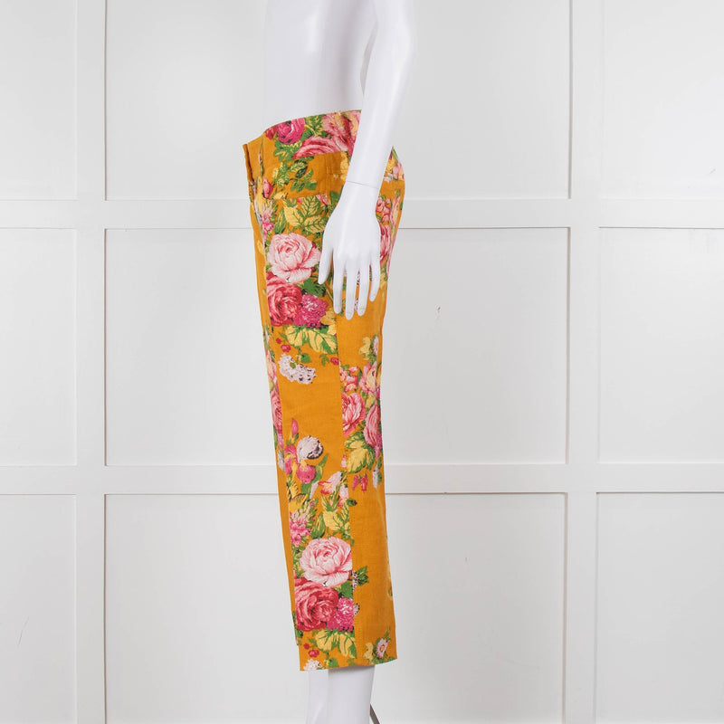 Dolce & Gabbana Yellow Floral Cigarette Trousers