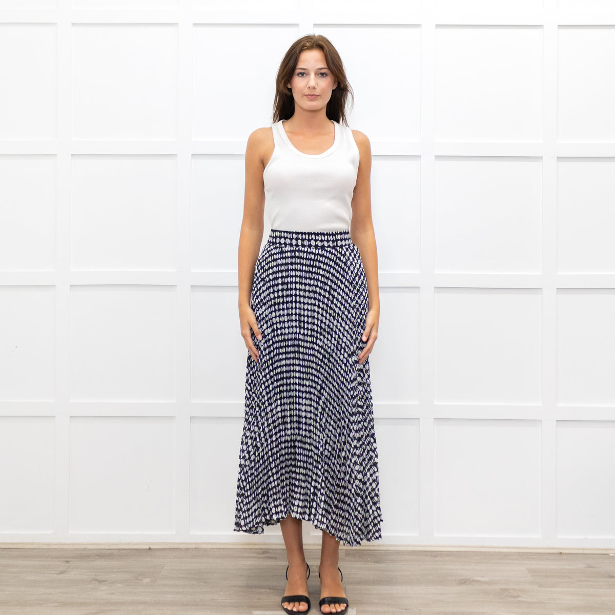 ba&sh Black & White Spot Bessie Skirt