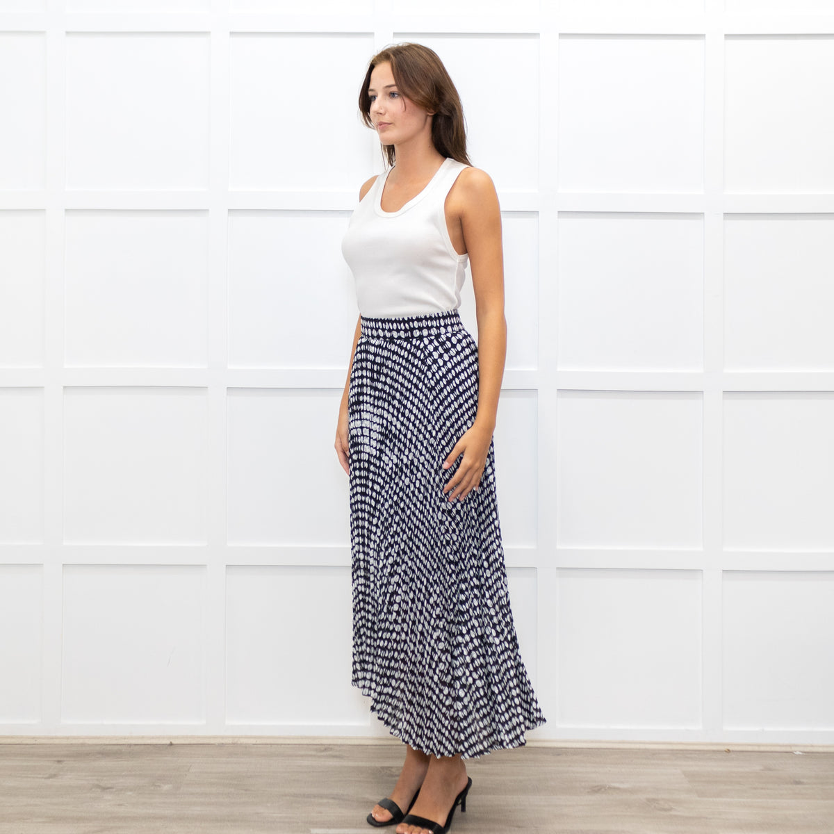 ba&sh Black & White Spot Bessie Skirt