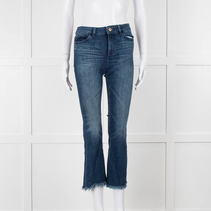 DL 1961 Blue Stretch Frayed Hem Jeans