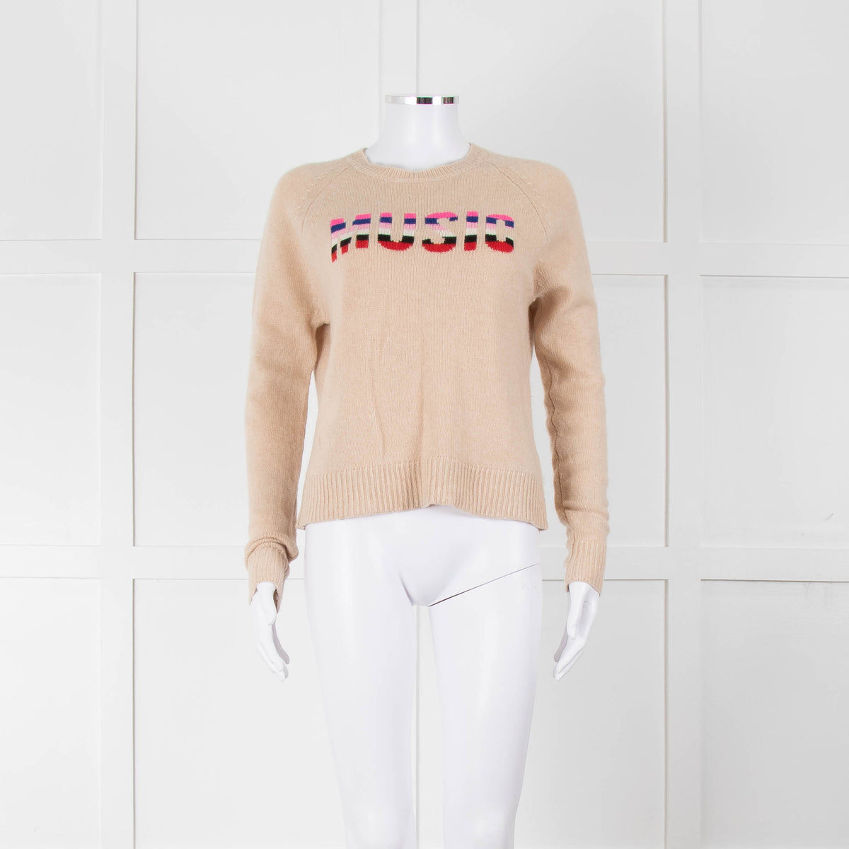 Zadig & Voltaire Camel Round Neck 'Music' Cashmere Sweater