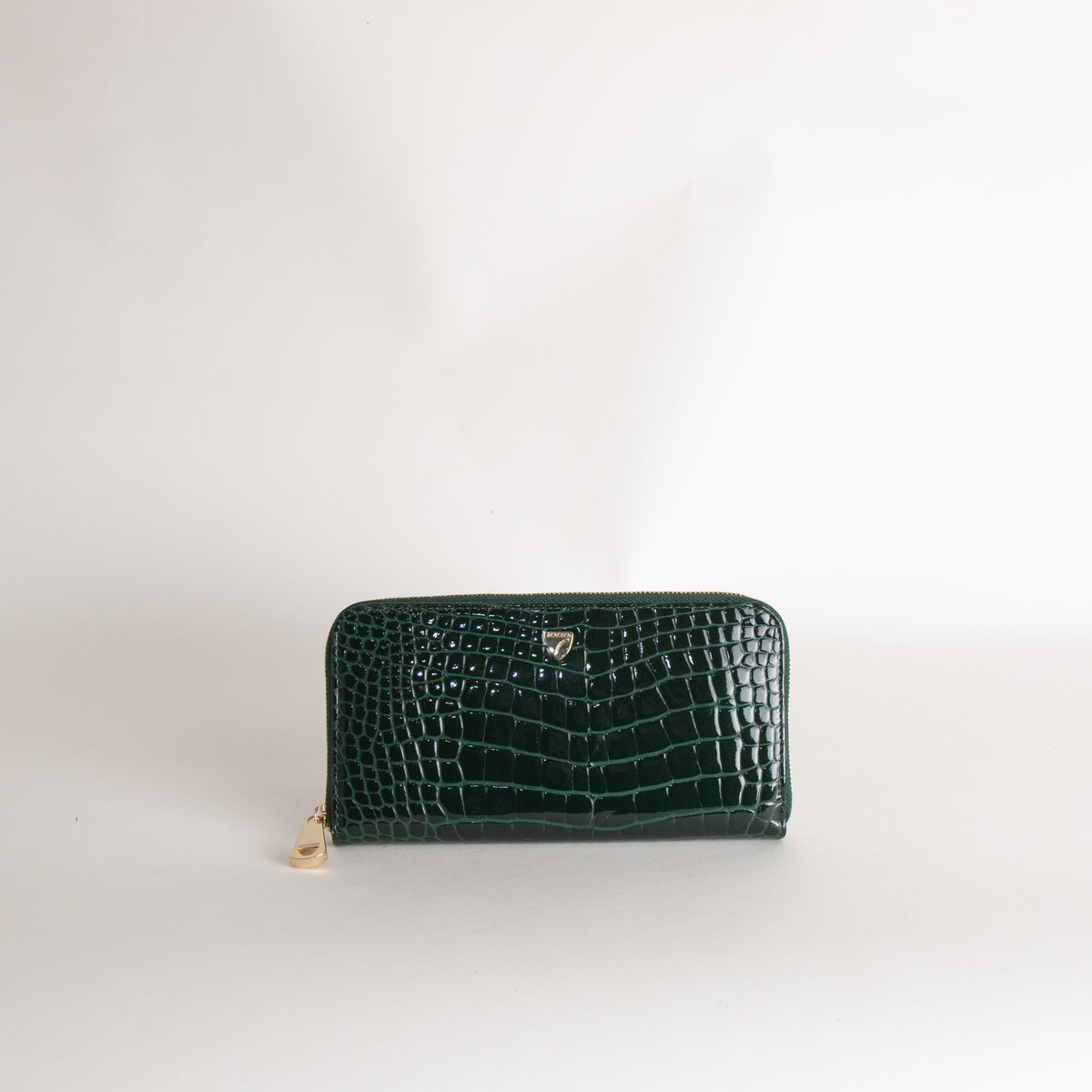 Aspinal of London Green Croc Zip Wallet