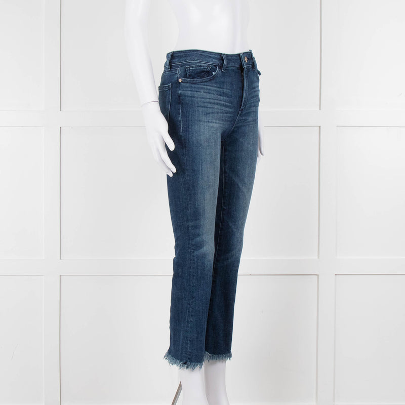 DL 1961 Blue Stretch Frayed Hem Jeans