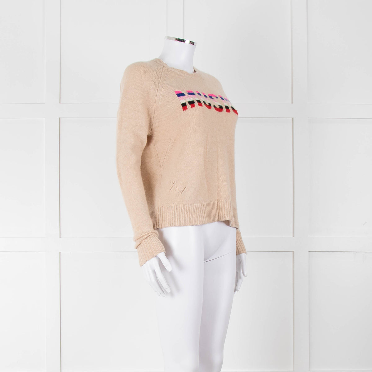 Zadig & Voltaire Camel Round Neck 'Music' Cashmere Sweater