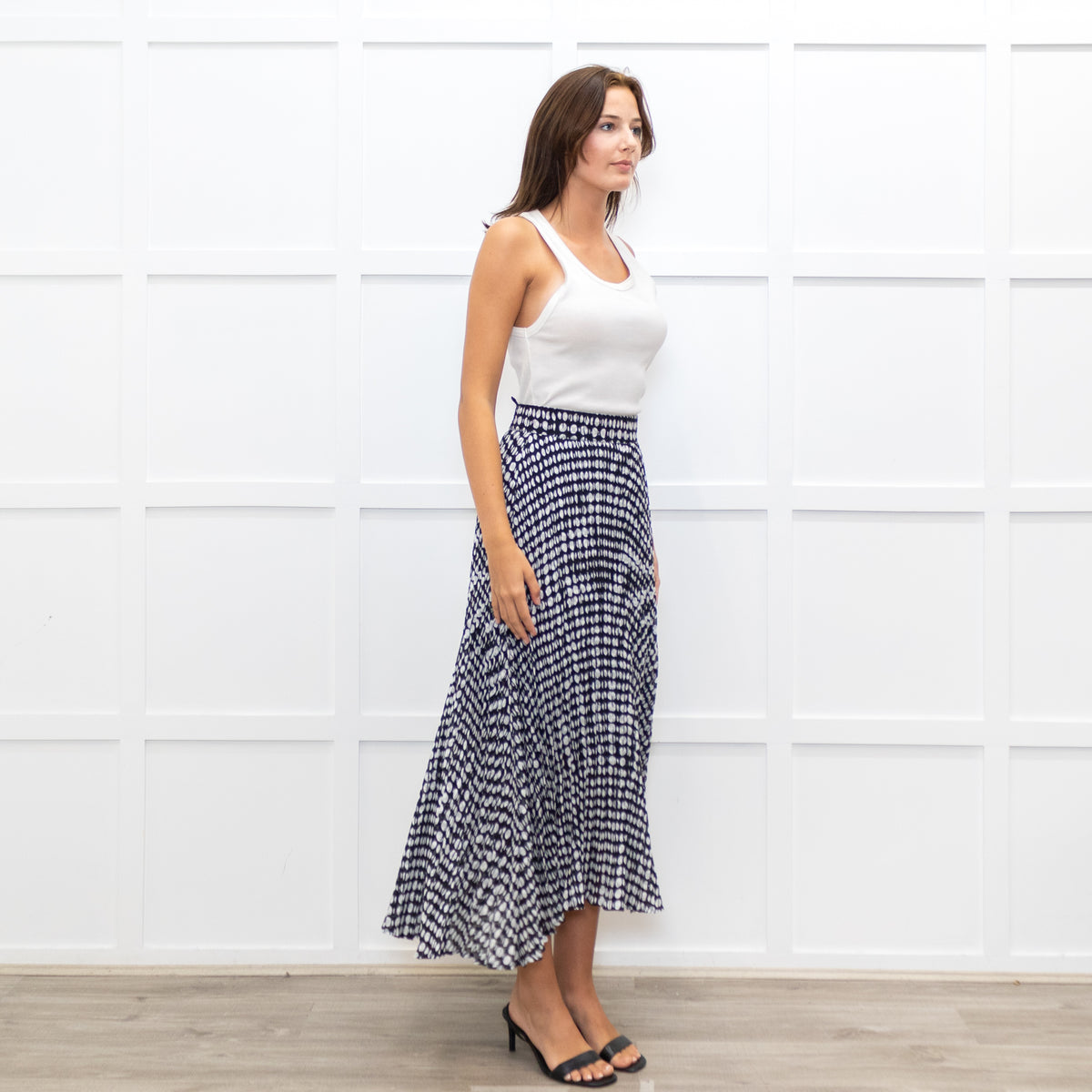 ba&sh Black & White Spot Bessie Skirt